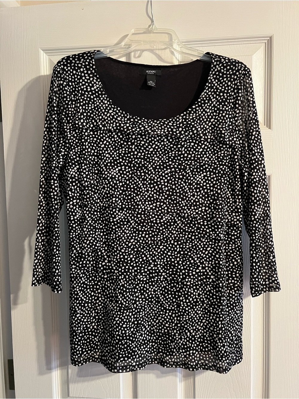 Alfani Black Women's Scoop Neck Top with White Dot Detail